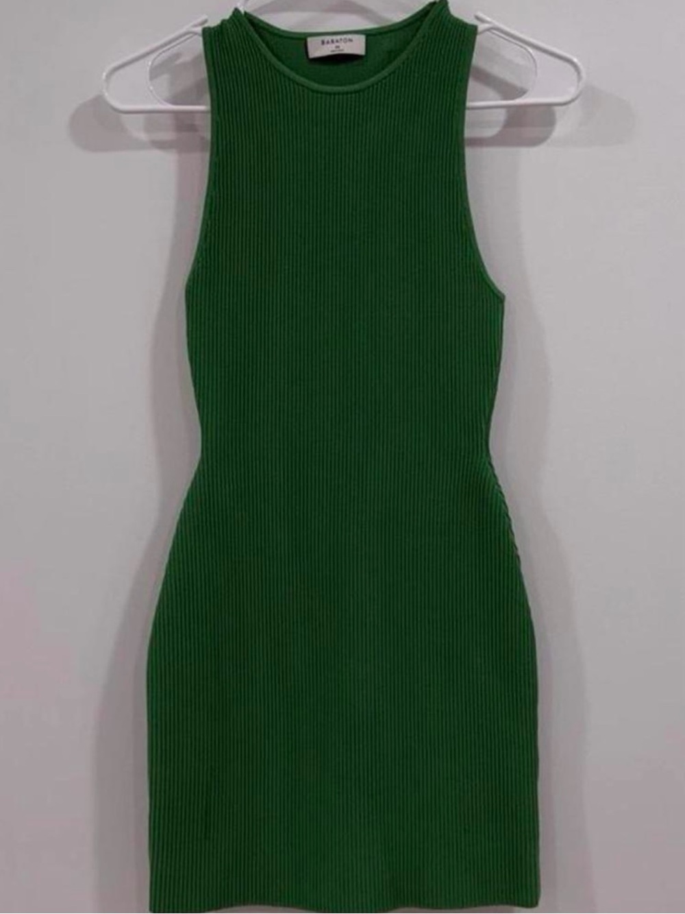 Aritzia Babaton Sculpt Knit Racer Mini Dress in green,
